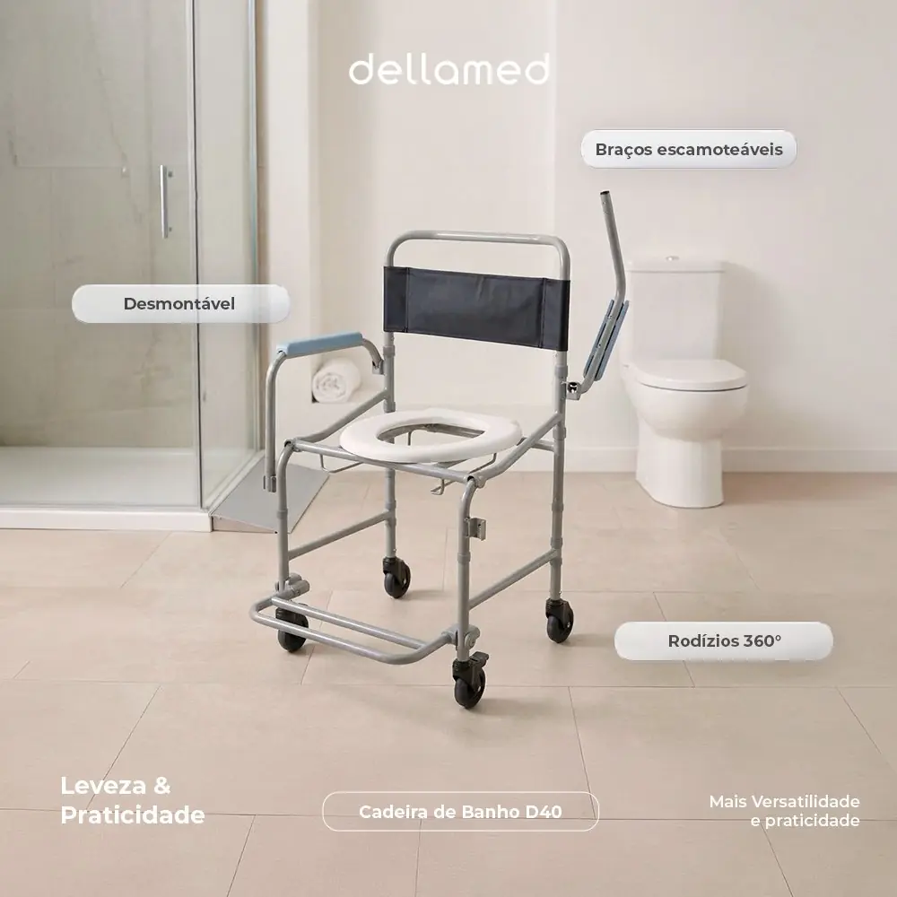 Cadeira de Banho Higiênica Dobrável e Desmontável D40 Dellamed, até 120 Kg, da Dellamed, foto 7