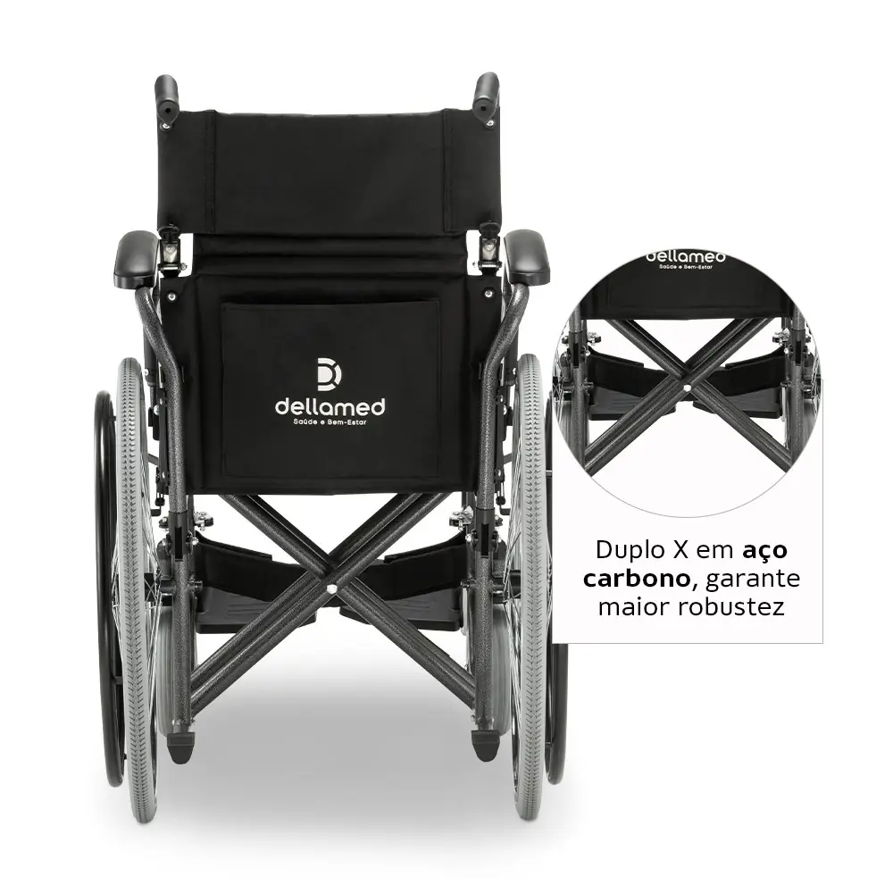 Cadeira de Rodas Aço Dobrável D400 Dellamed, até 120 Kg, da Dellamed, foto 6