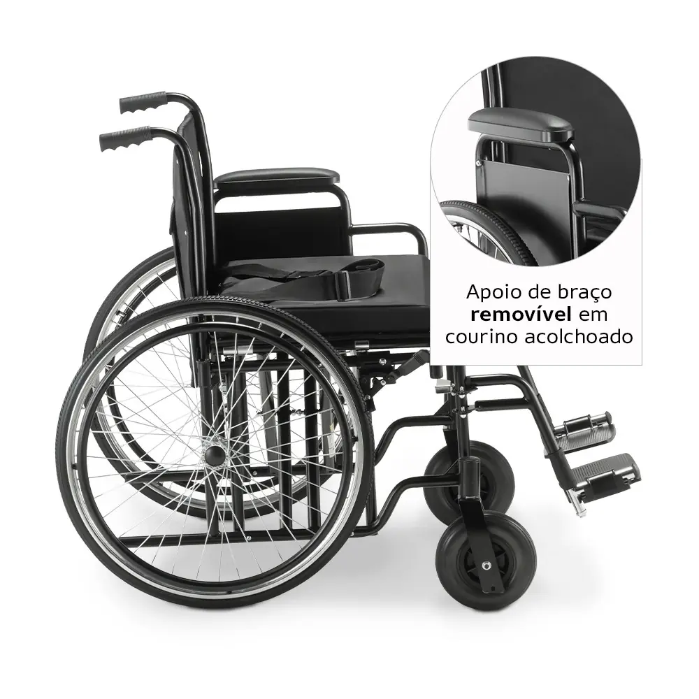 Cadeira de Rodas Dobrável para Pessoas com Obesidade D500 Dellamed, até 180kg, assento 62 cm, da Dellamed, foto 4