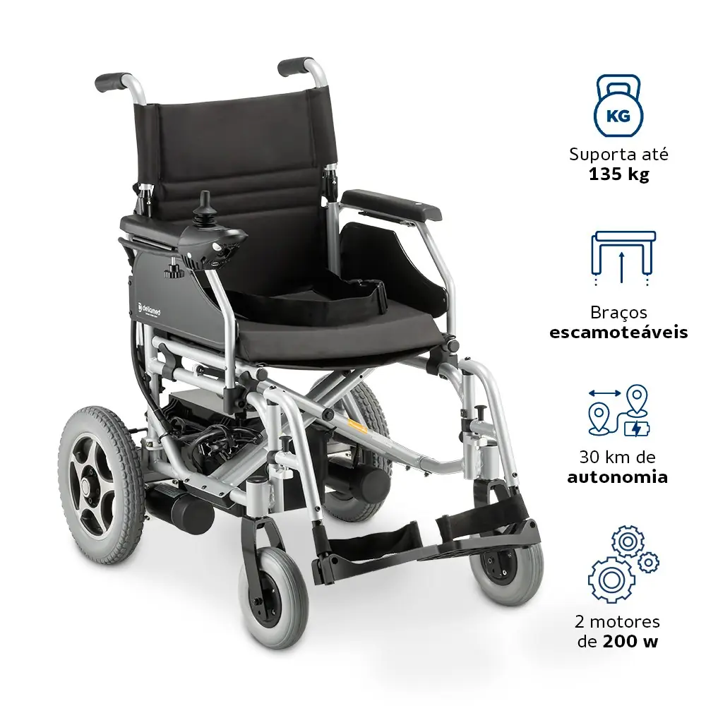 Cadeira de Rodas Motorizada em Alumínio Dobrável até 135 Kg Assento de 44 cm D900 Dellamed, da Dellamed, foto 2