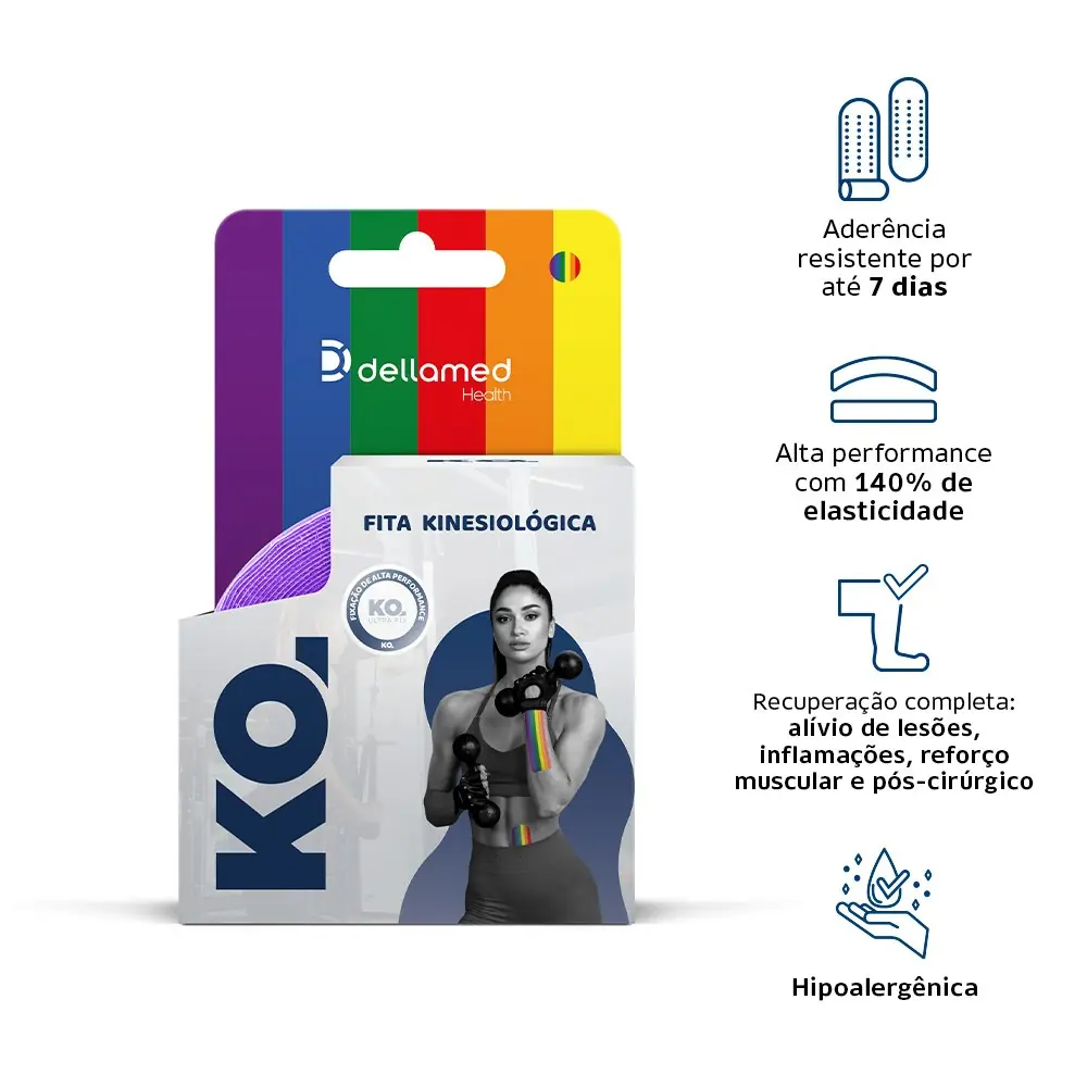Fita Kinesio Elástica Adesiva Rainbow Dellamed, da Dellamed, foto 2