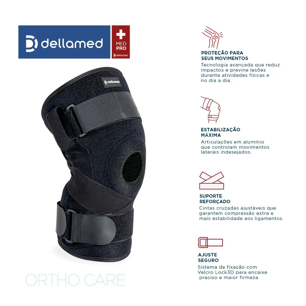 Joelheira Articulada com Cintas Cruzadas Ortho Care Dellamed, da Dellamed, foto 2