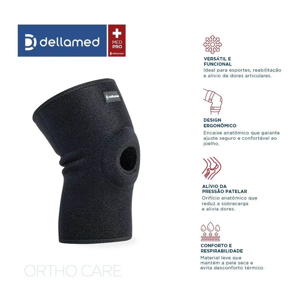 Joelheira com Orifício e Reforço Patelar Ortho Care Dellamed, da Dellamed, foto 2