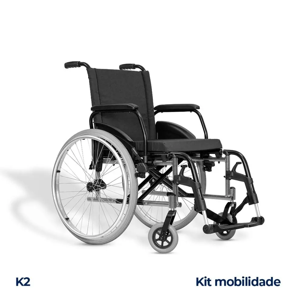 Kit Mobilidade: Cadeira de Rodas K2 Prata + Cadeira de Banho BE Branca, da Ortobras, foto 2