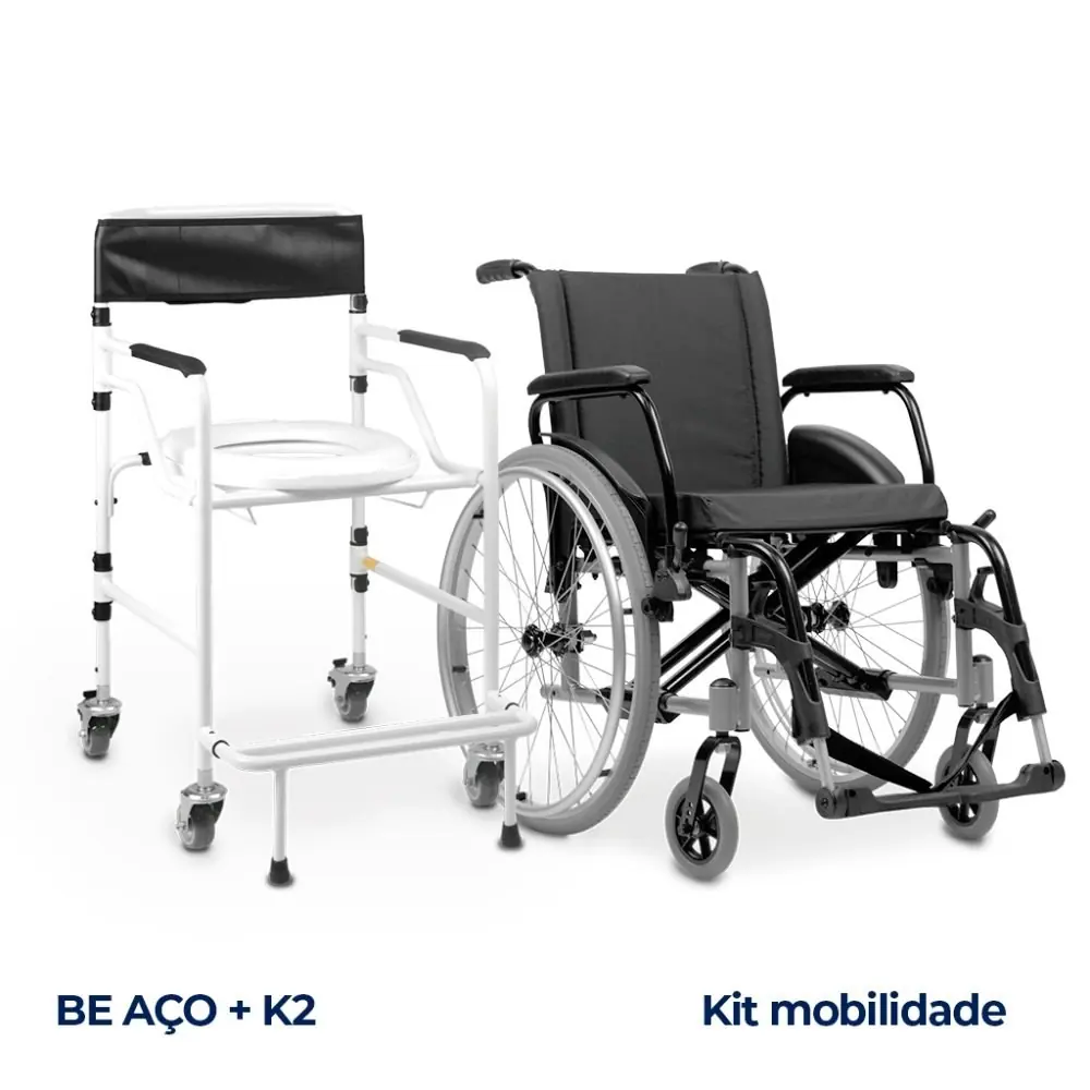Kit Mobilidade: Cadeira de Rodas K2 Prata + Cadeira de Banho BE Branca, da Ortobras, foto 3