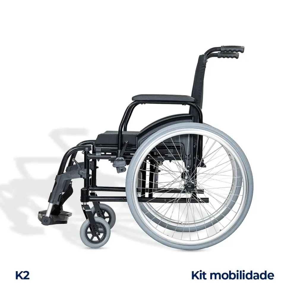 Kit Mobilidade: Cadeira de Rodas K2 Prata + Cadeira de Banho BE Branca, da Ortobras, foto 5
